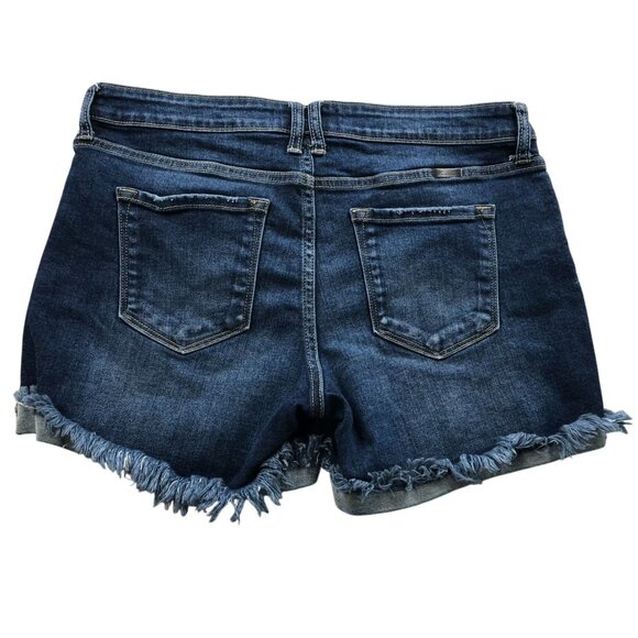 KanCan Womens Jeans Shorts Size 31 Distressed Cuffed Classic Blue Denim Casual - Picture 2 of 11
